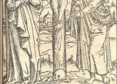 Illustration of a skull at the foot of the cross