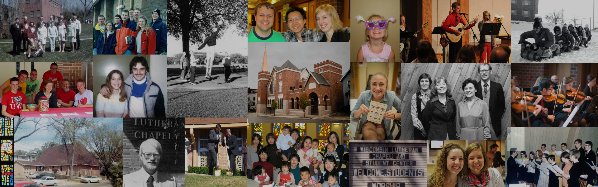 A collage of photos from Wisconsin Lutheran Chapel's ministry over the years